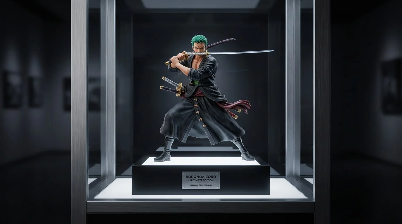 Action figure Roronoa Zoro One Piece in esposizione